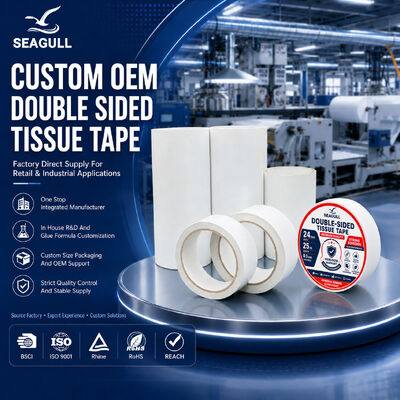 Sterk hechtende dubbelzijdige tissue tape voor het monteren van printlabels en grafische afbeeldingen