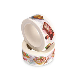De brede Witte Washi-Band/de Afplakband Kleurrijke Patronen bedekten Acrylkleefstof met een laag